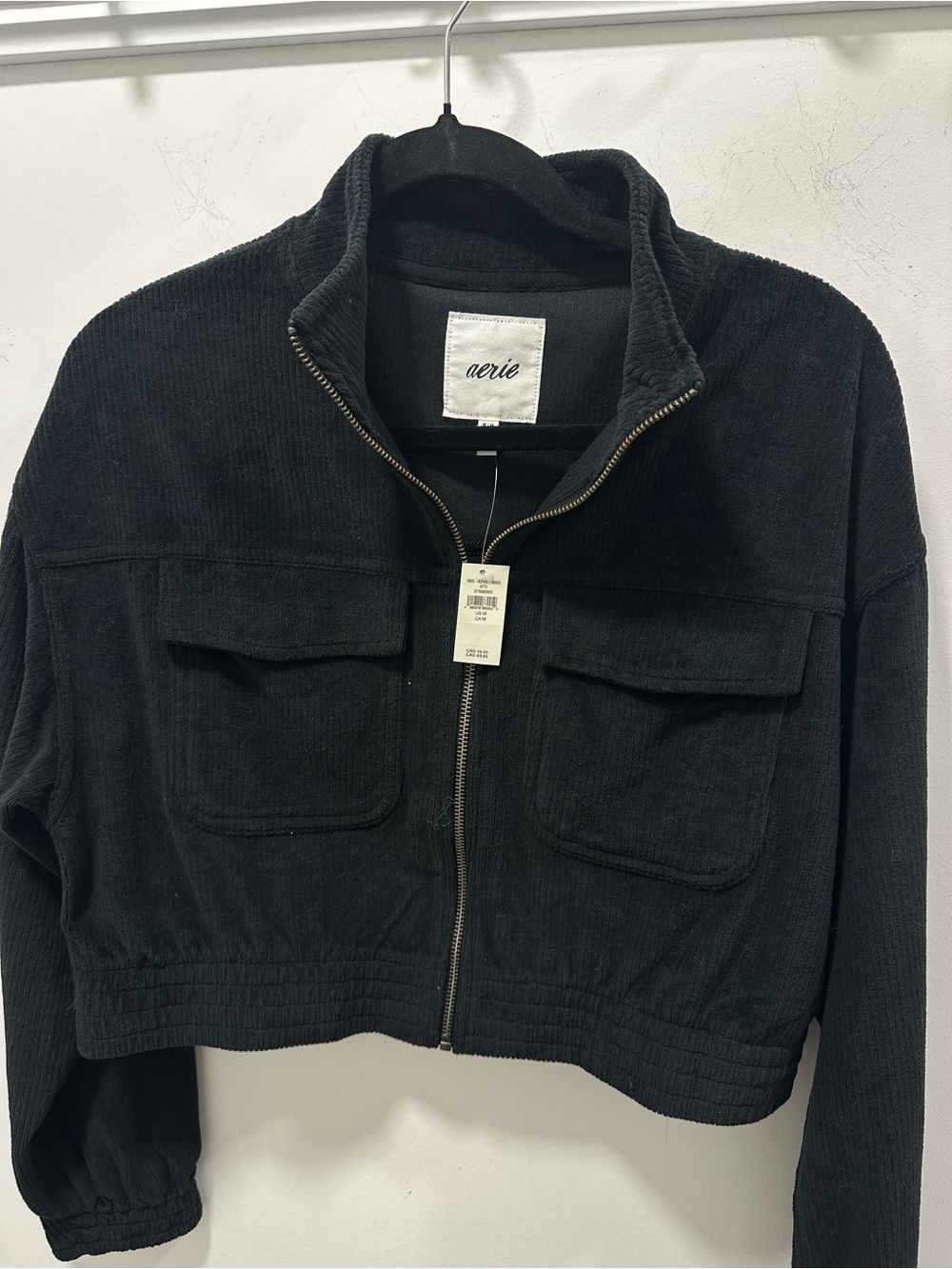 aerie Black Cropped Corduroy Utility Jacket - Picture 3 of 6